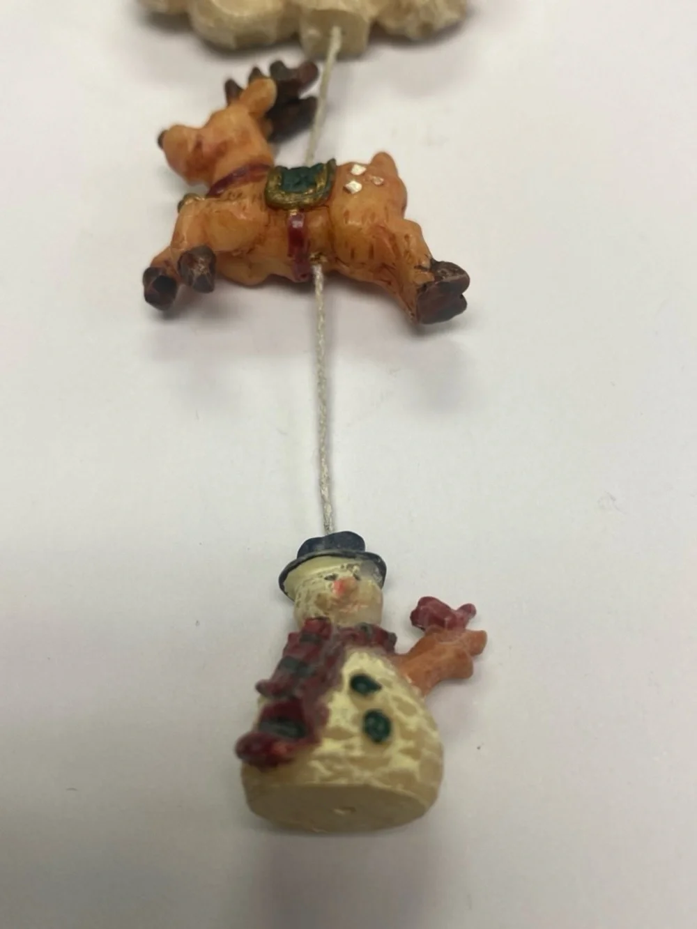 Vintage brooch Festive Santa, Reindeer & Snowman Hanging - Cream, Red, Brown